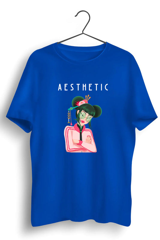 Aesthetic Graphic Printed Blue Tshirt