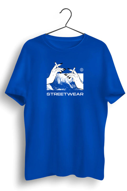 Streetwear Graphic Printed Blue Tshirt