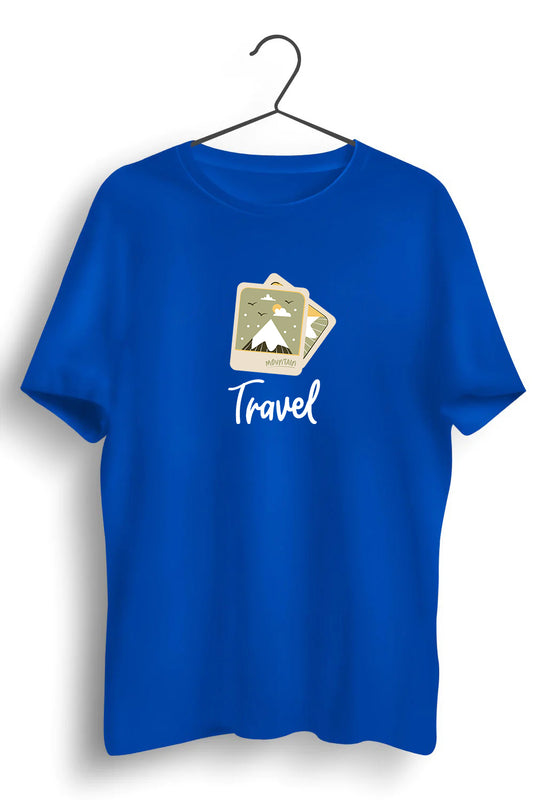 Travel Graphic Printed Blue Tshirt