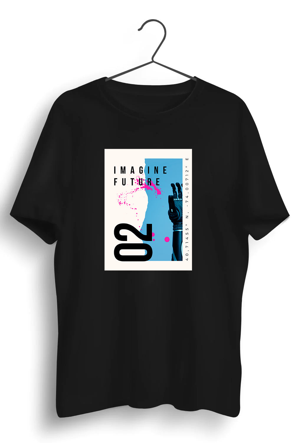 Imagine Future Graphic Printed Black Tshirt