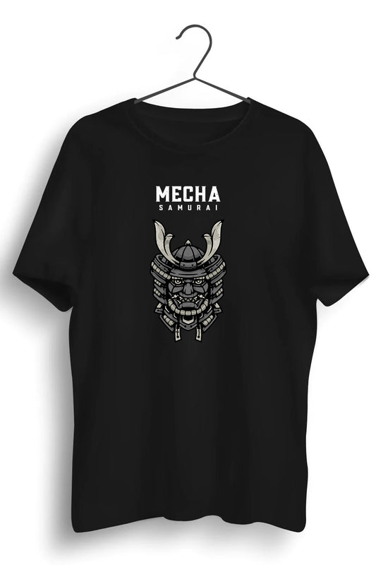 Mecha Samurai Graphic Printed Black Tshirt