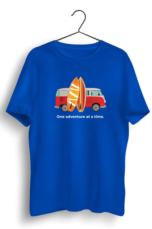 One Adventure At A Time Graphic Printed Blue Tshirt