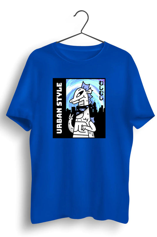 Urban Style Graphic Printed Blue Tshirt