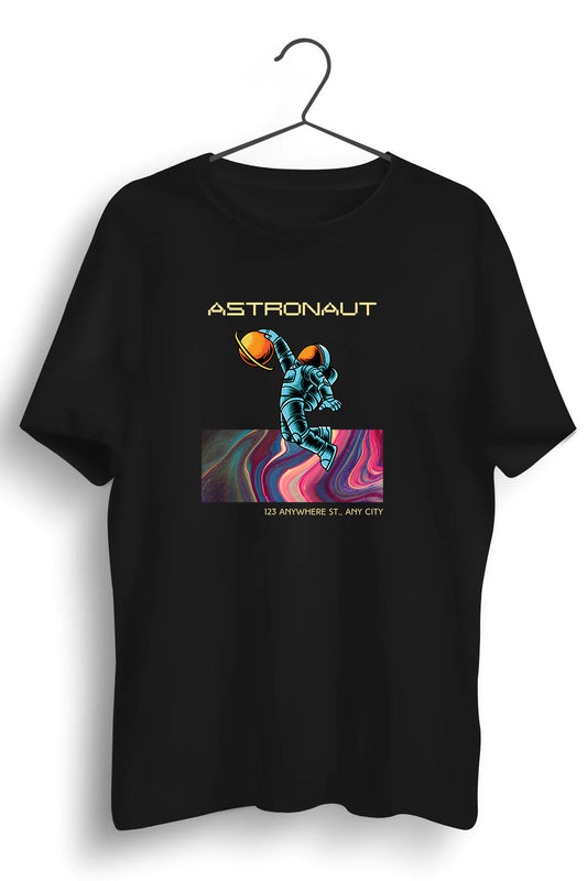 Astronaut Graphic Printed Black Tshirt
