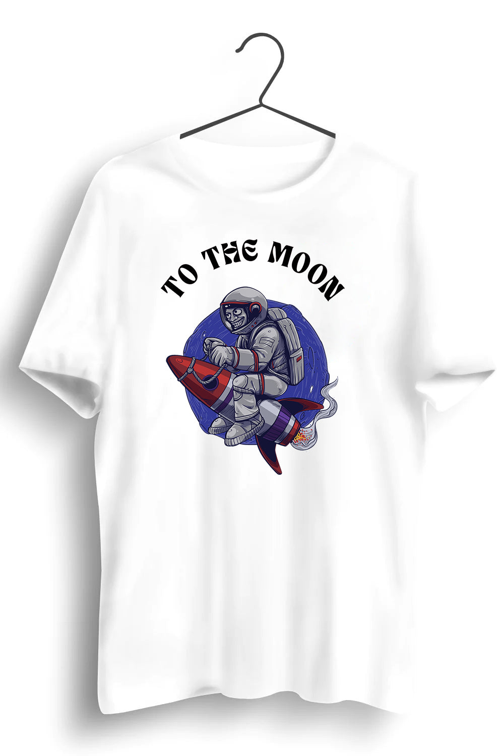 To The Moon Graphic Printed White Tshirt