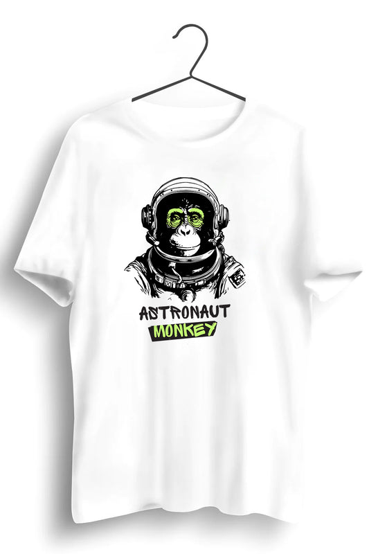 Astronaut Monkey Graphic Printed White Tshirt