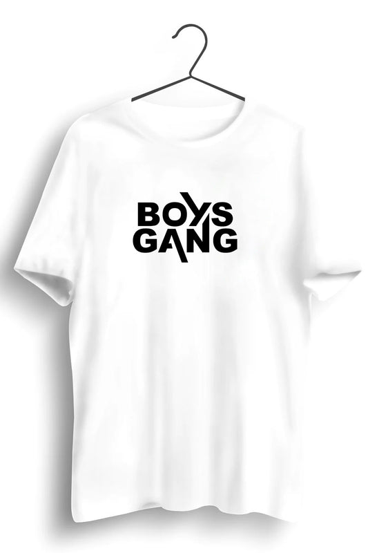 Boys Gang Graphic Printed White Tshirt