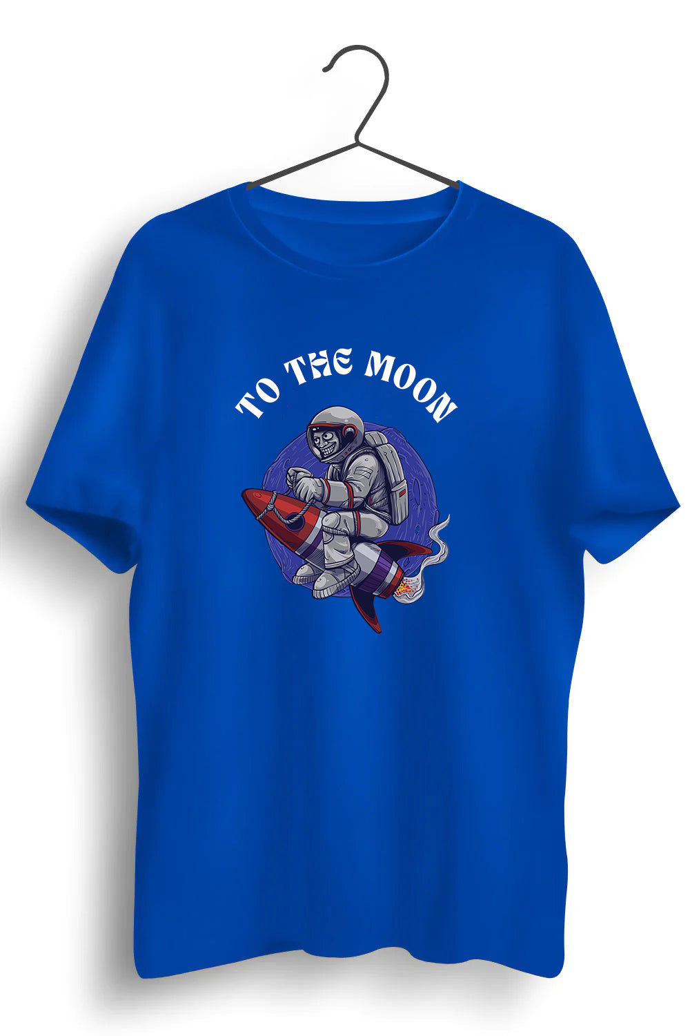 To The Moon Graphic Printed Blue Tshirt