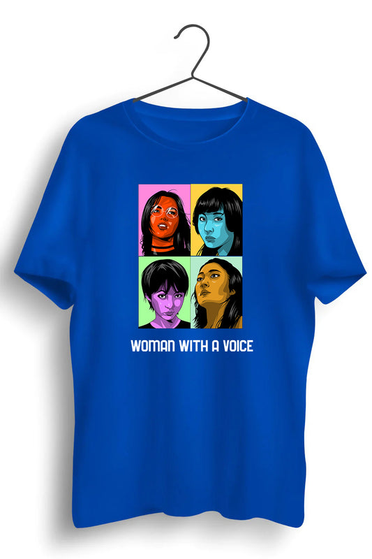 Woman With A Voice Graphic Printed Blue Tshirt