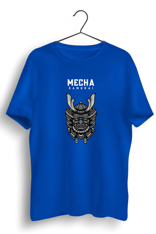 Mecha Samurai Graphic Printed Blue Tshirt