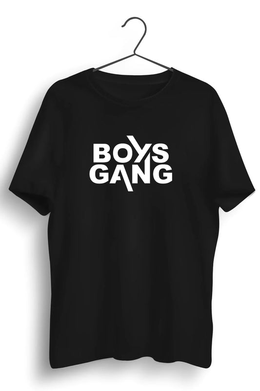 Boys Gang Graphic Printed Black Tshirt
