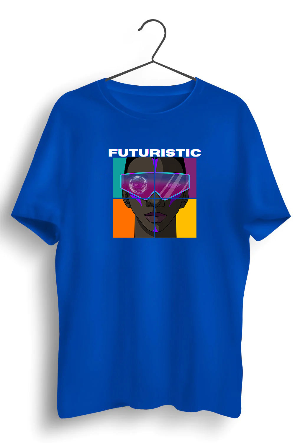 Futuristic Graphic Printed Blue Tshirt
