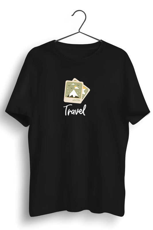 Travel Graphic Printed Black Tshirt