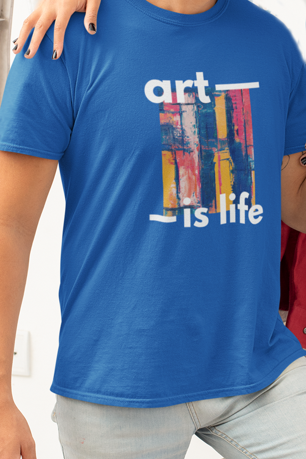 Art Is Life Graphic Printed Blue Tshirt