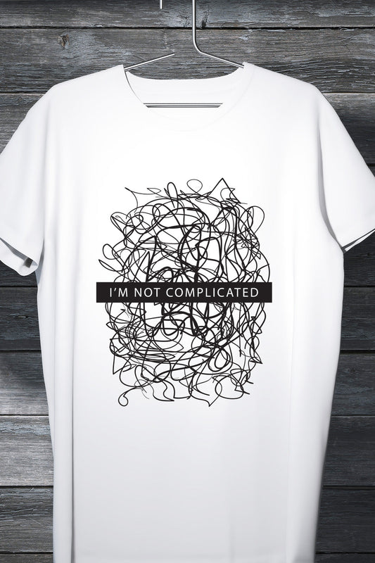 I am not Complicated - Minimalistic White Printed Tee